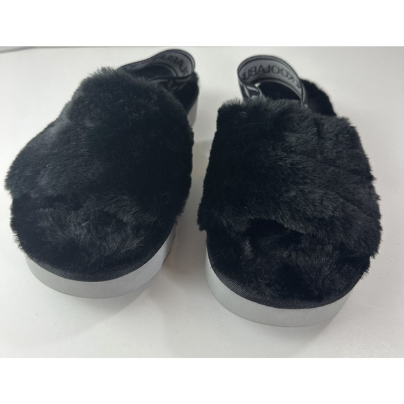 Koolaburra by UGG Fuzz'n II Black Cozy Slingback Ankle Strap Fleece Slippers 7 - Picture 4 of 12